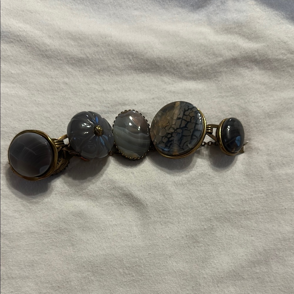 Gray and Brown Beaded Bracelet with Polished Stones